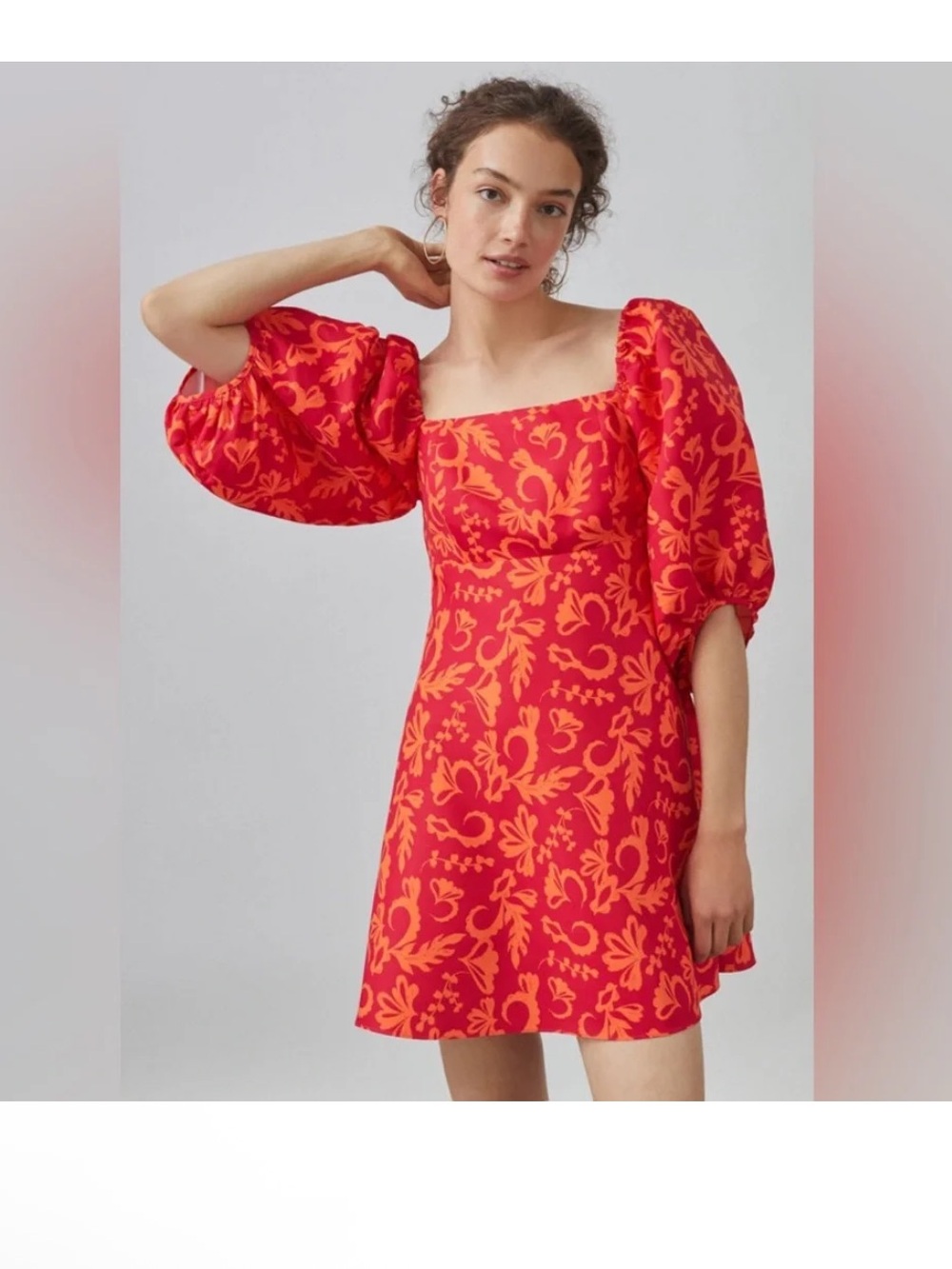 Sachin & Babi x Anthropologie Puff-Sleeve V-Neck Taffeta Mini Dress Pink Sz XS